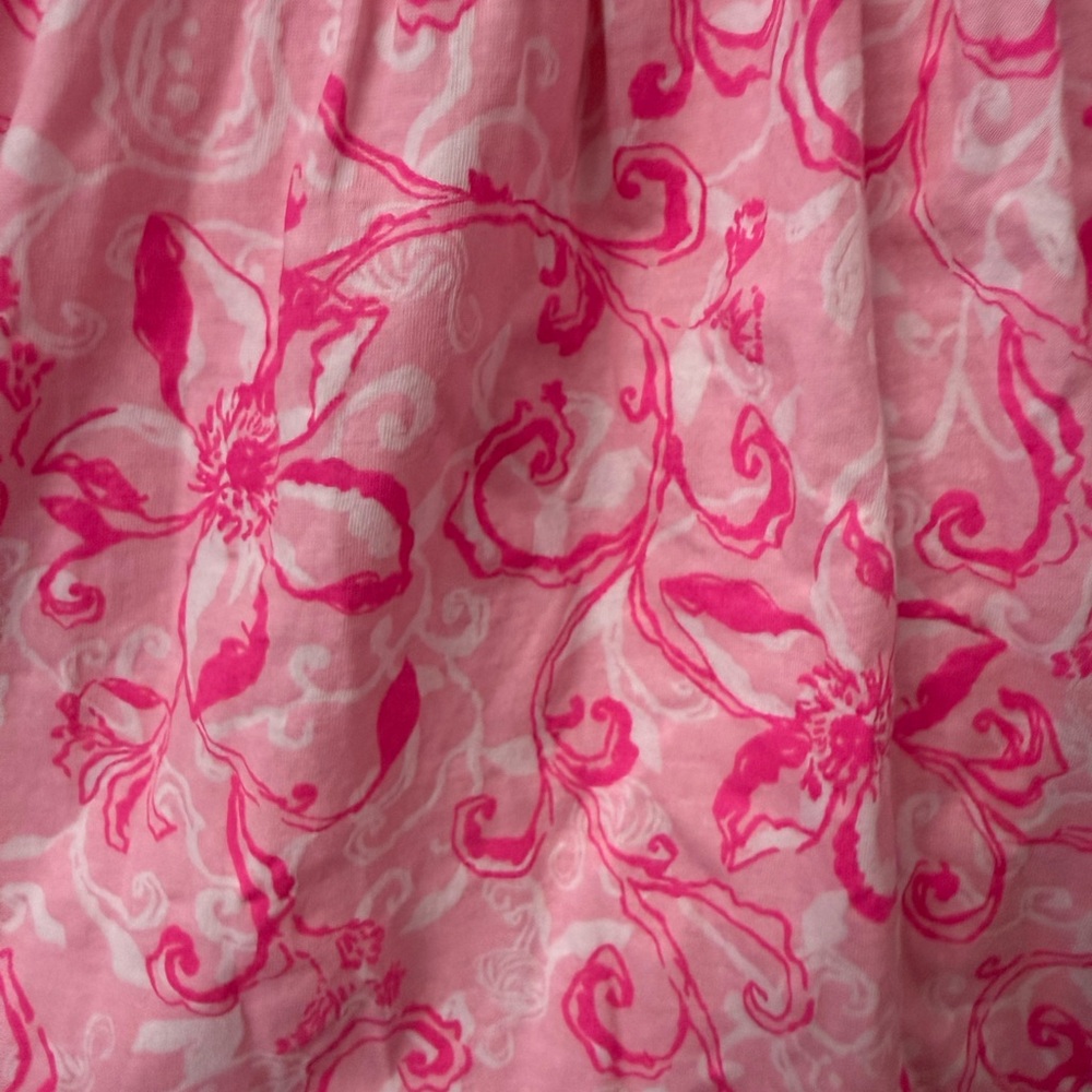 Lilly Pulitzer Girls Wyndmoor Dress in Conch Shell Pink Flamingo Garden Print - Picture 4 of 5